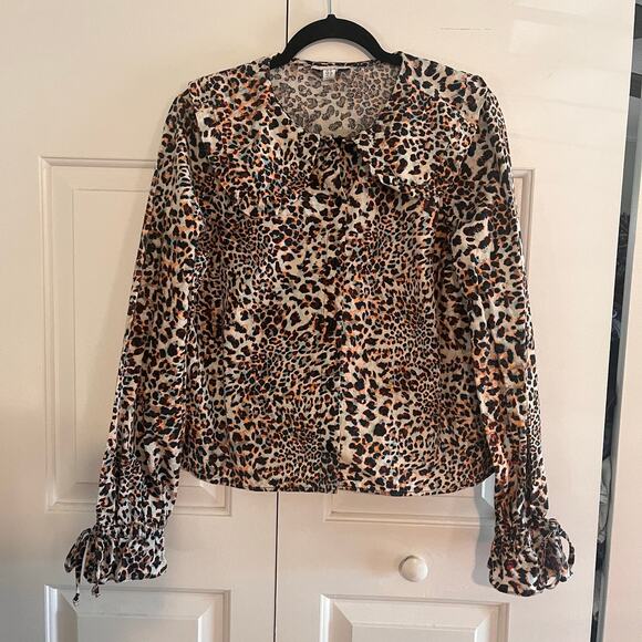 Topshop‎ Cheetah print Button Front Top Size 10 - Picture 1 of 9